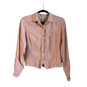 Vintage Lise J. Women’s 100% Silk Dusty Pink Button Up Blouse Long Sleeve Size 8